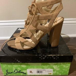 Sam Edelman Yardley Lace Up Suede Heel Sandal